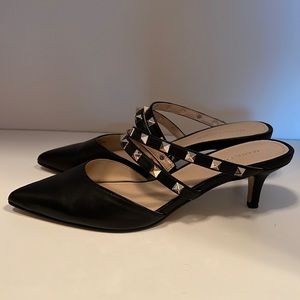 Marc Fisher studded black mule kitten heel 7.5 leather upper